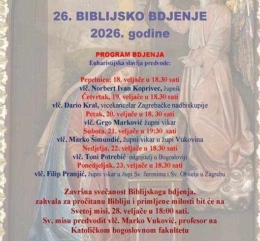 XXVI. Biblijsko bdjenje u Župi Navještenja BDM u Velikoj Gorici
